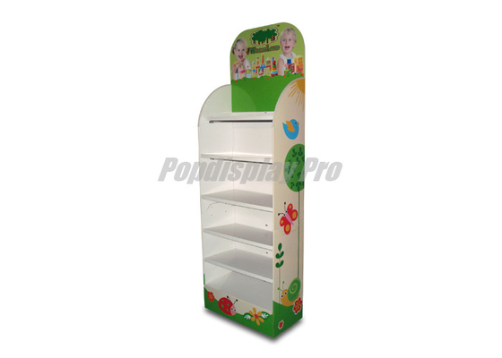 Stylish Cardboard Shelf Display Full Colors Printed With Round Side Tops